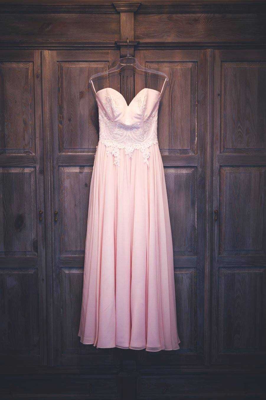 Suknia ślubna pudrowy róż, rozmiar 36