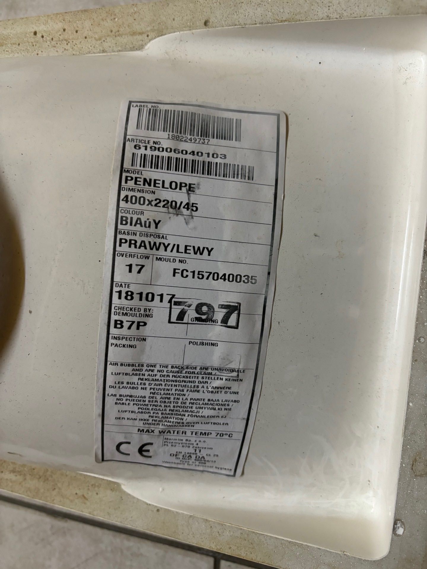 Umywalka Penelope 44x220/45 2sztuki