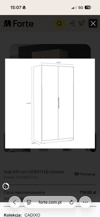 Szafa w kolorze dąb