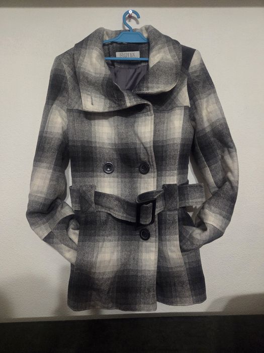 Płaszcz w krate wełna xs