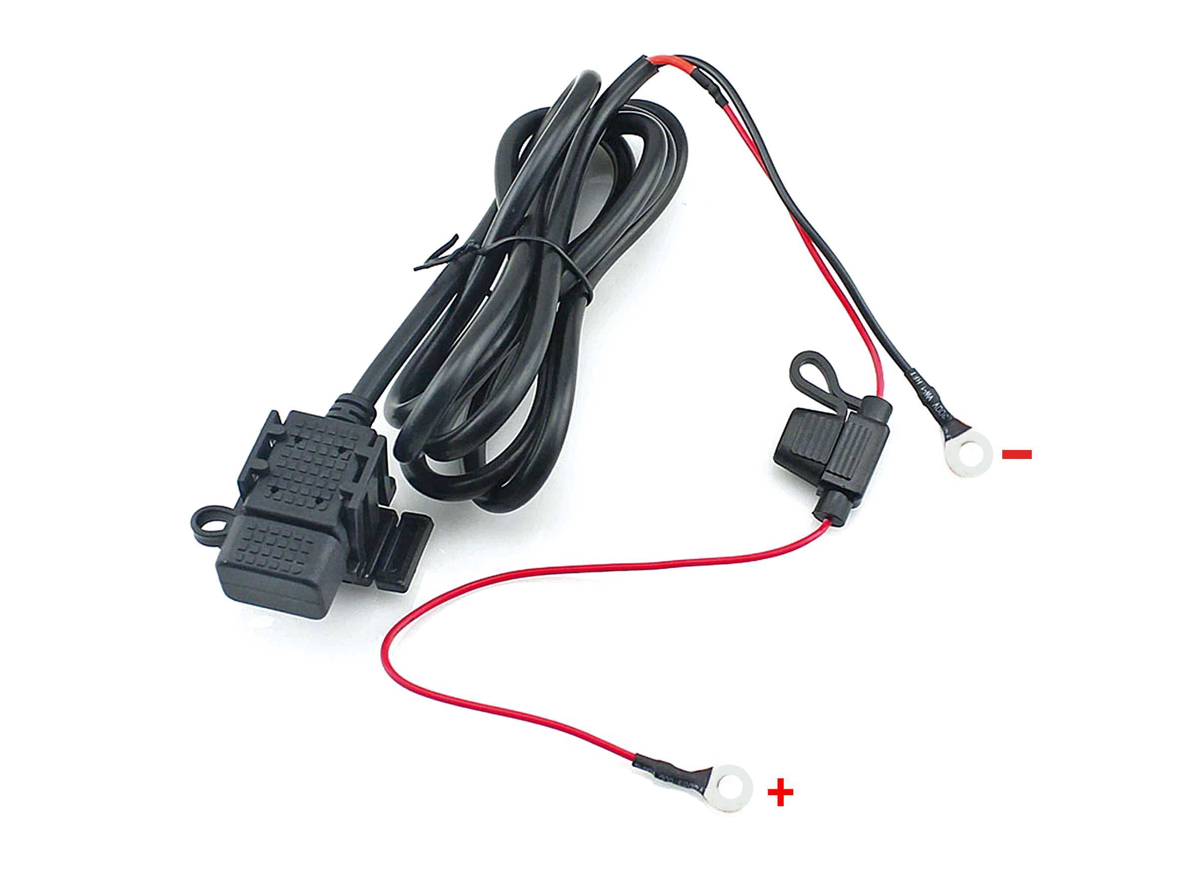 Carregador Universal 2.1A Motociclo Impermeável 1 USB com Fusível ABS