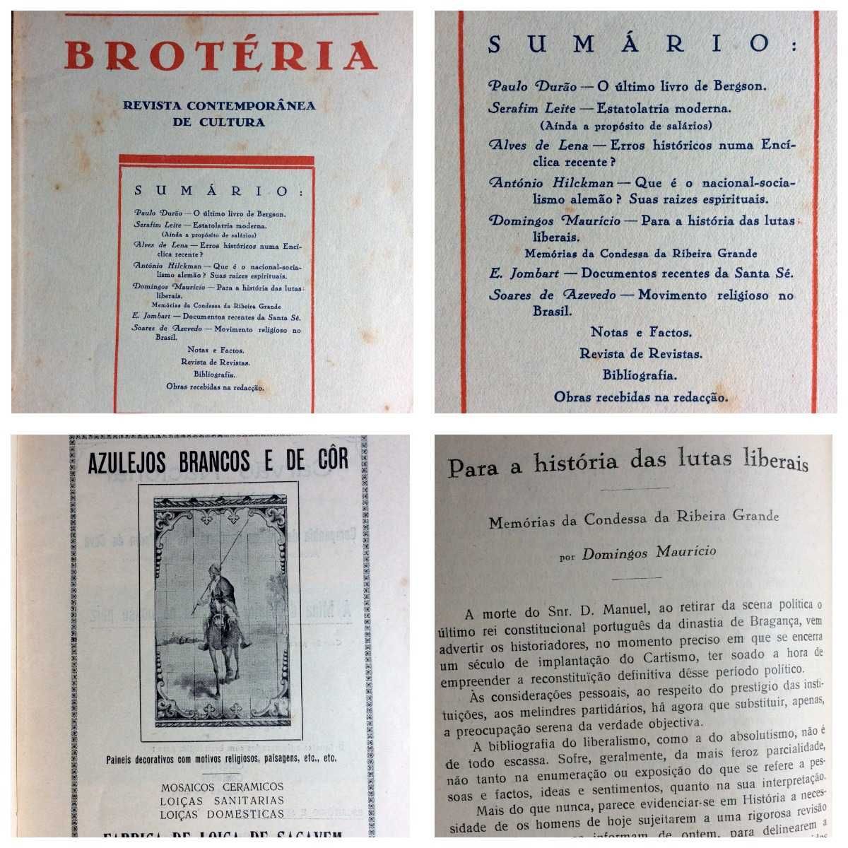 Brotéria. Revista Contemporânea de Cultura. 6 fasc. 1932. Ver sumário