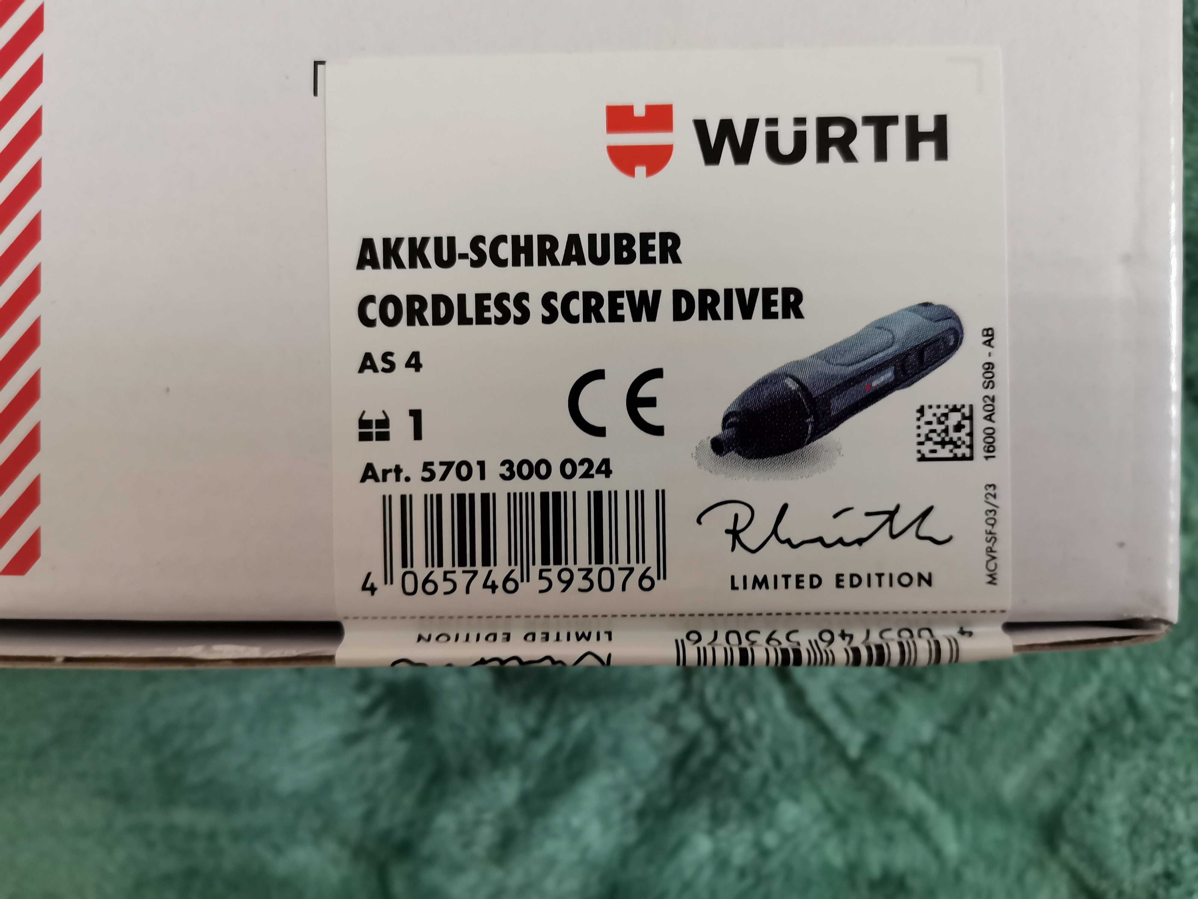 Wurth wkrętak Akumulatorowy AS4 RW LIMITED EDITION !!! Nowy !!!