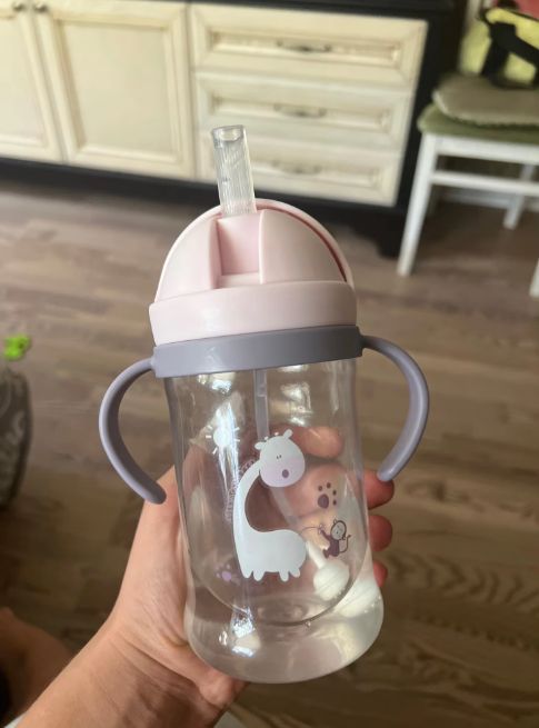 Nowy bidon z obciążoną słomką 350 ml różowa butelka