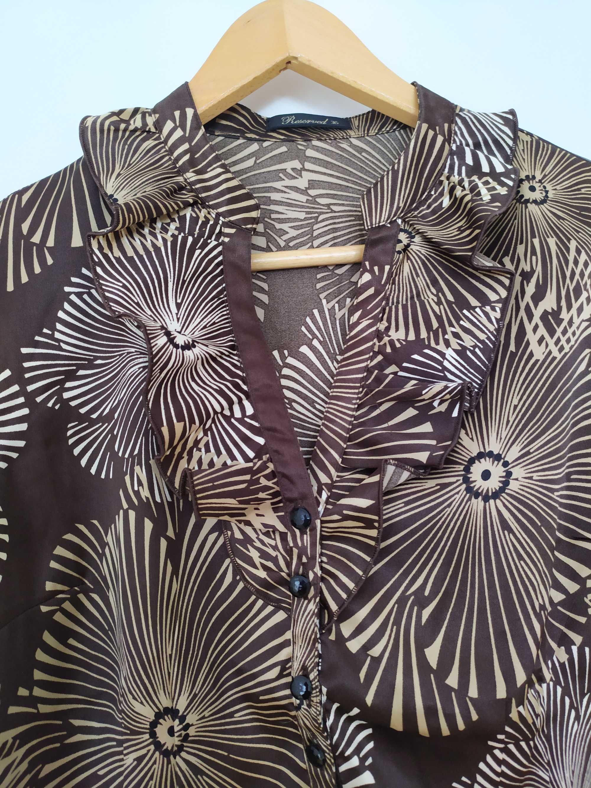 Reserved elegancka bluzka na lato S brązowo-złota