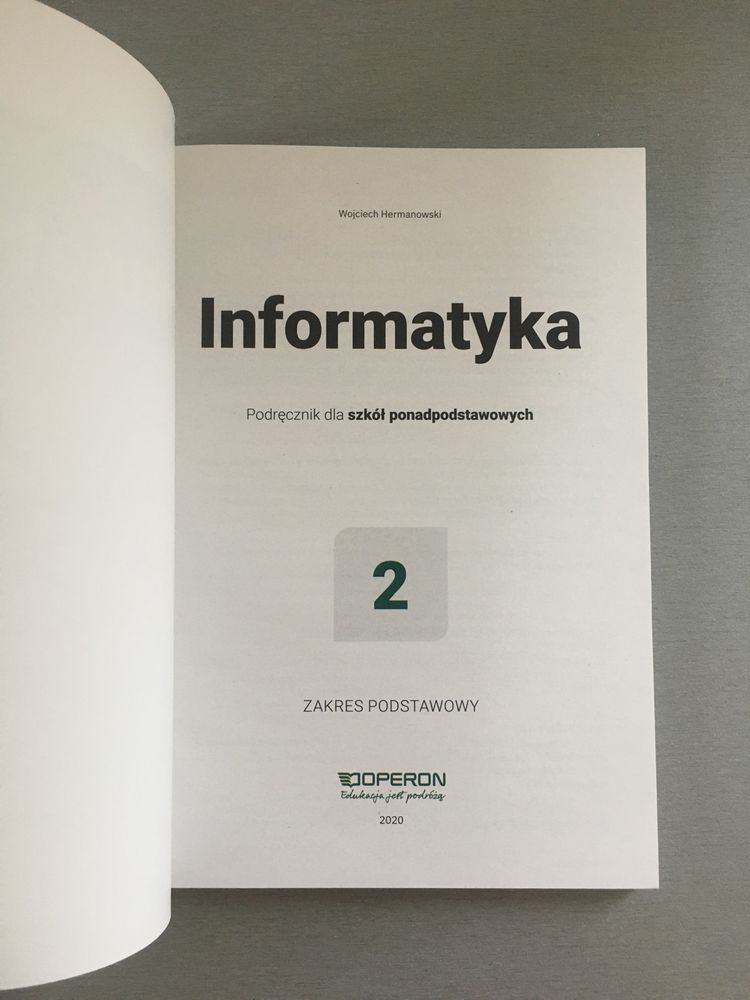 Podręcznik Informatyka 2 Operon zakres podstawowy