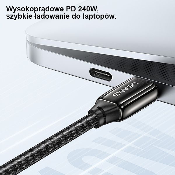 Kabel Usams U82 USB-C 1.2M 240W PD 3.1 Czarny - Fast Charging