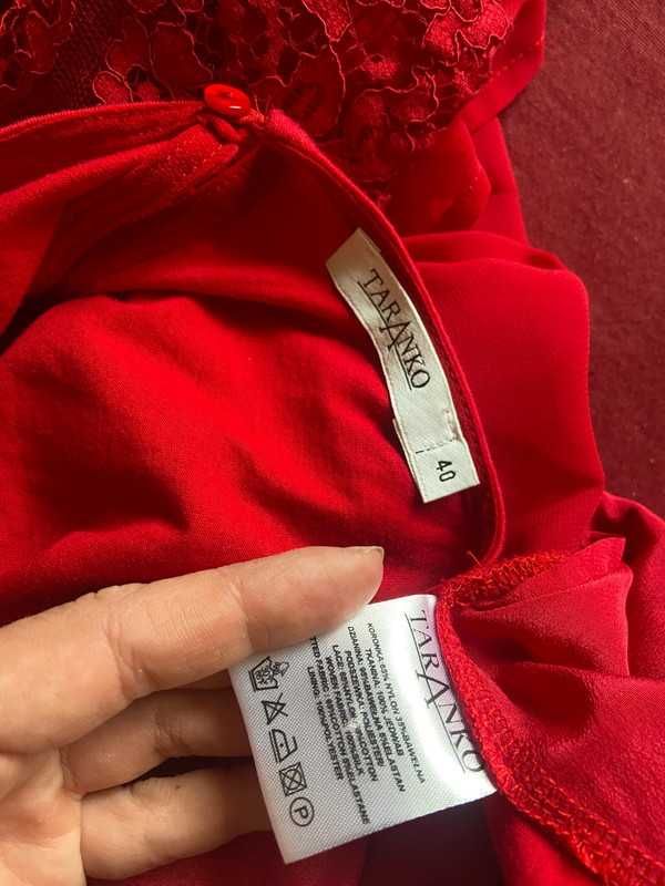 Taranko silk jedwab bluzka jakosc basic koronka xl 42 40 czerwony