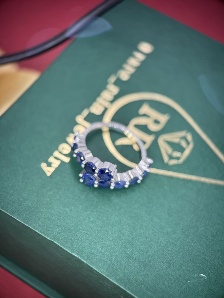 Каблучка з сапфірами 3.80ct золото 585 сапфир