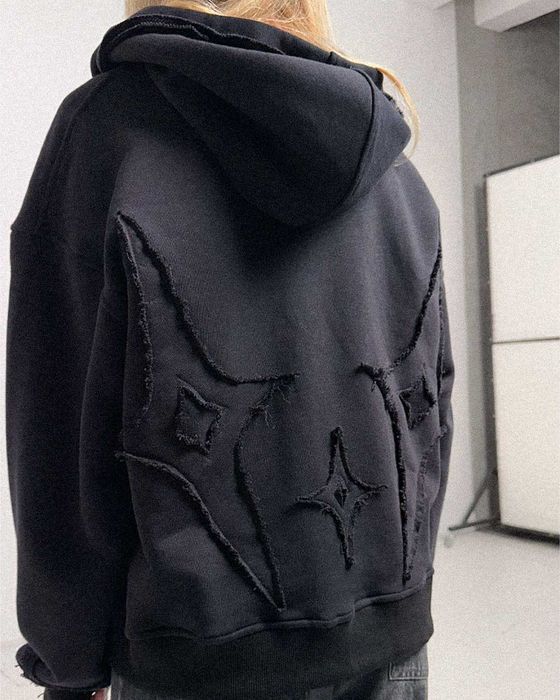 Худі CRYSTAL WRLD Distressed Zip-Hoodie (2025 Streetwear)
