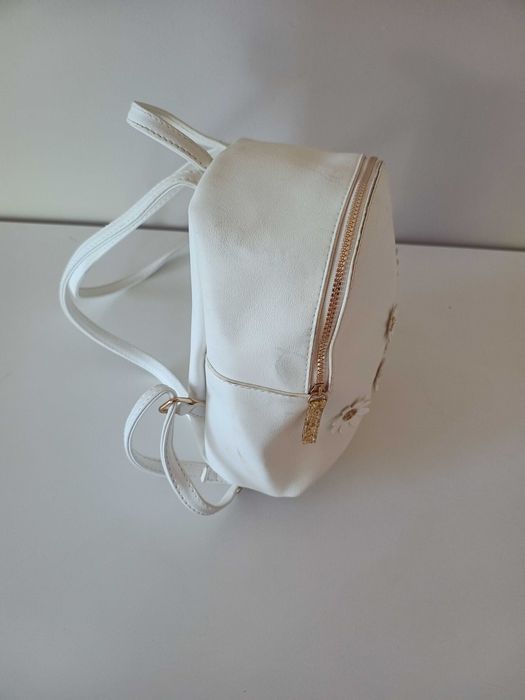 biały złoty mini plecak plecaczek damski dla dziewczynki kobiecy