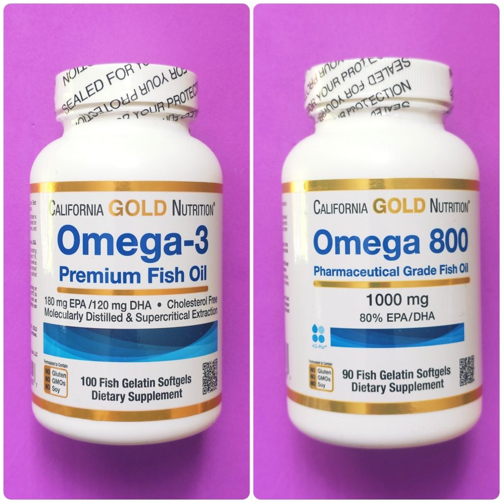 Омега-3 (рыбий жир), омега 800 California Gold Nutrition, 100 капсул.