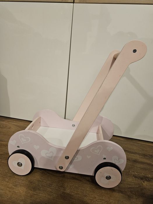 Wózek pchacz drewniany z klockami