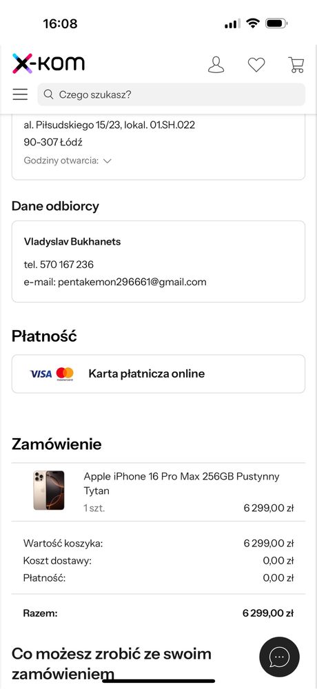 iPhone 16 Pro Max uszkodzony, po zalaniu, w trybie recovery iCloud OFF