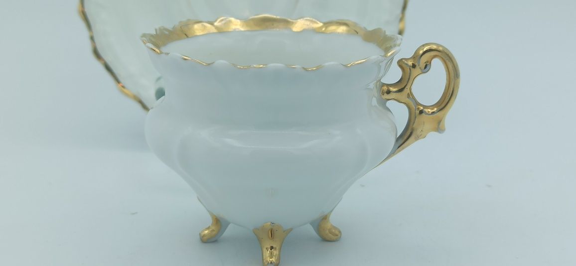 Porcelana Śląska OHME Szczawienko DUO Mokka  Złocenia UNIKAT