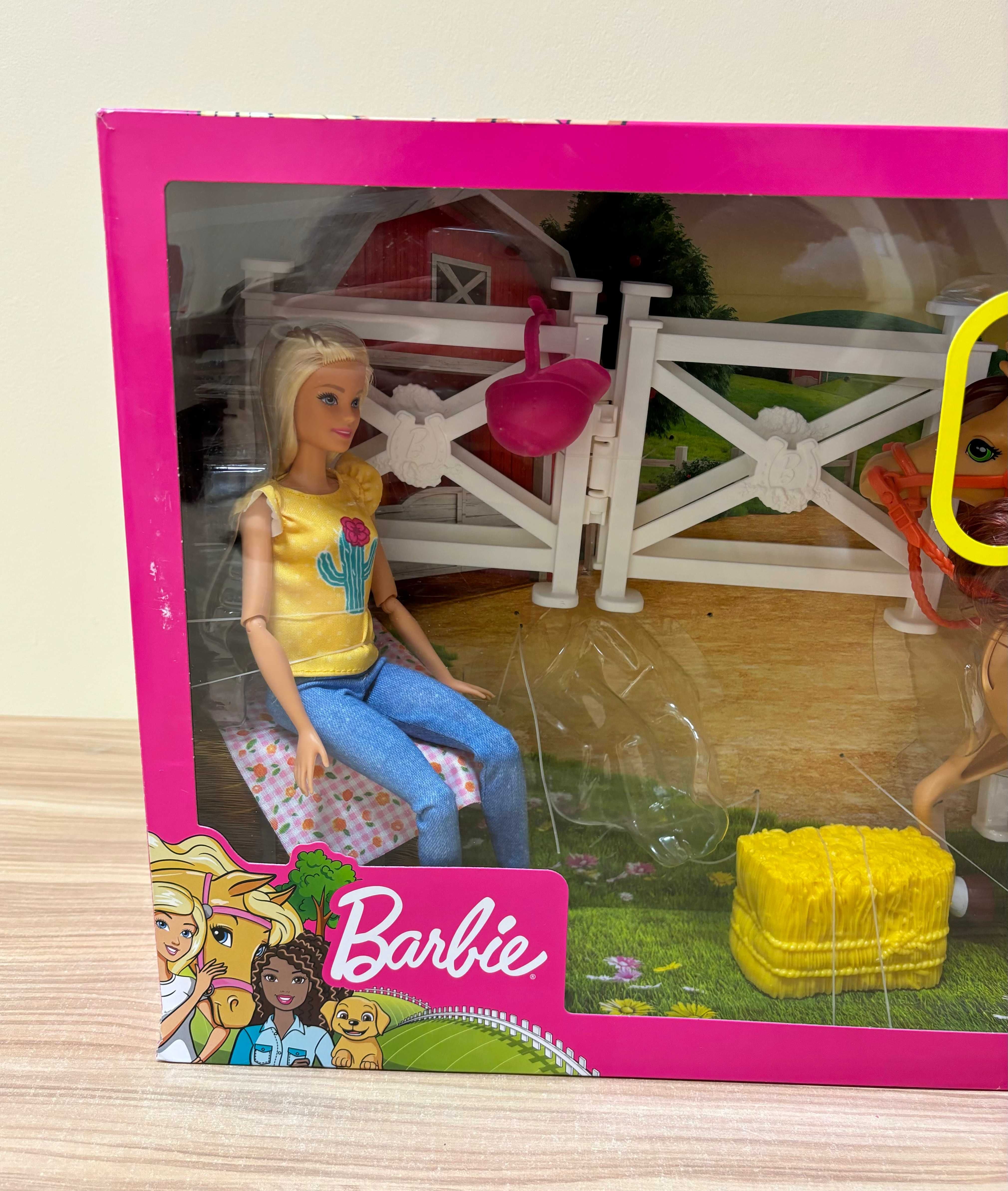 Barbie Stadnina Koni 2 Lalki Koń Kucyk Piesek Chelsea Mattel