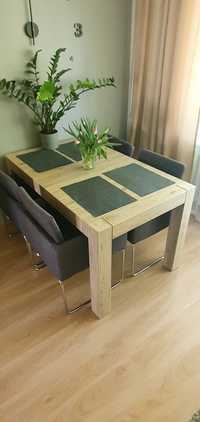 Stół rozkładany 140 cm (max 190cm)/ + cztery fotelowe krze