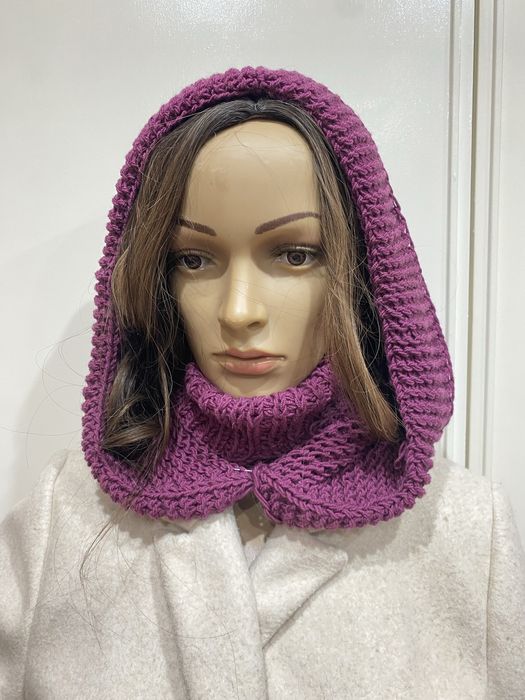 Kaptur z golfem handmade 100% welna