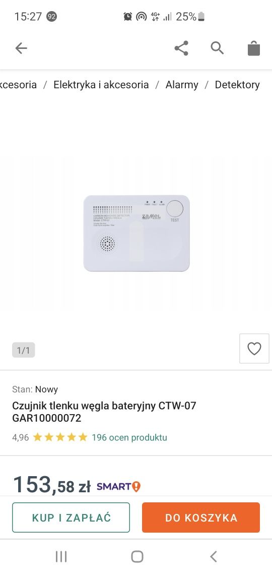 Czujnik tlenku węgla /czadu/