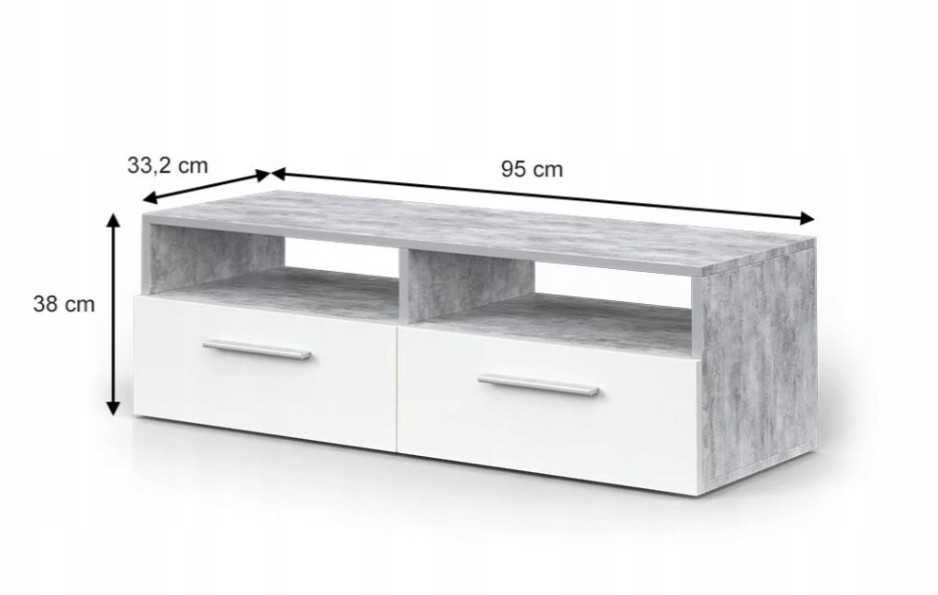 Regał szafka RTV pod TV Vicco Lowboard Diego 95x36x35cm biała beton