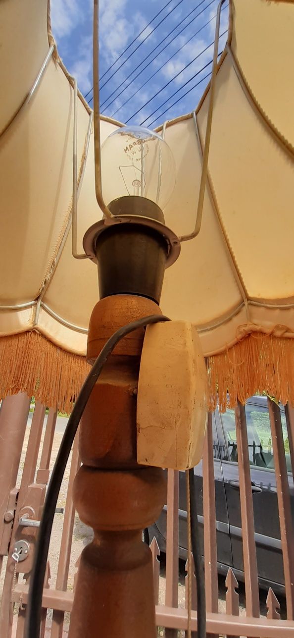Lampa stojąca z abażurem retro vintage prl