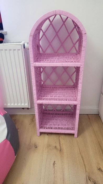 Etażerka wiklinowa różowa