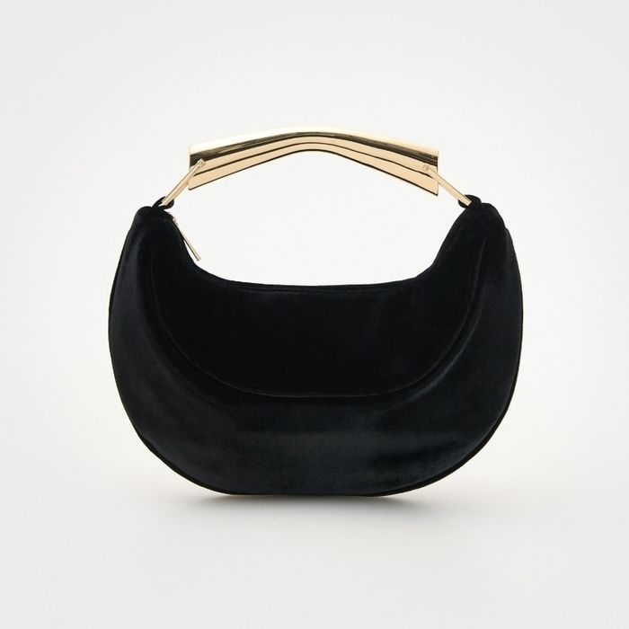 Вечірня сумка, чорна, бархатна, з металевою ручкою. Reserved