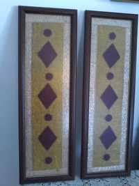 2 quadros antigos bordados