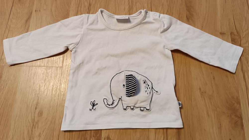 Next 62 bluzka długi rękaw ze słoniem unisex 3-6 m