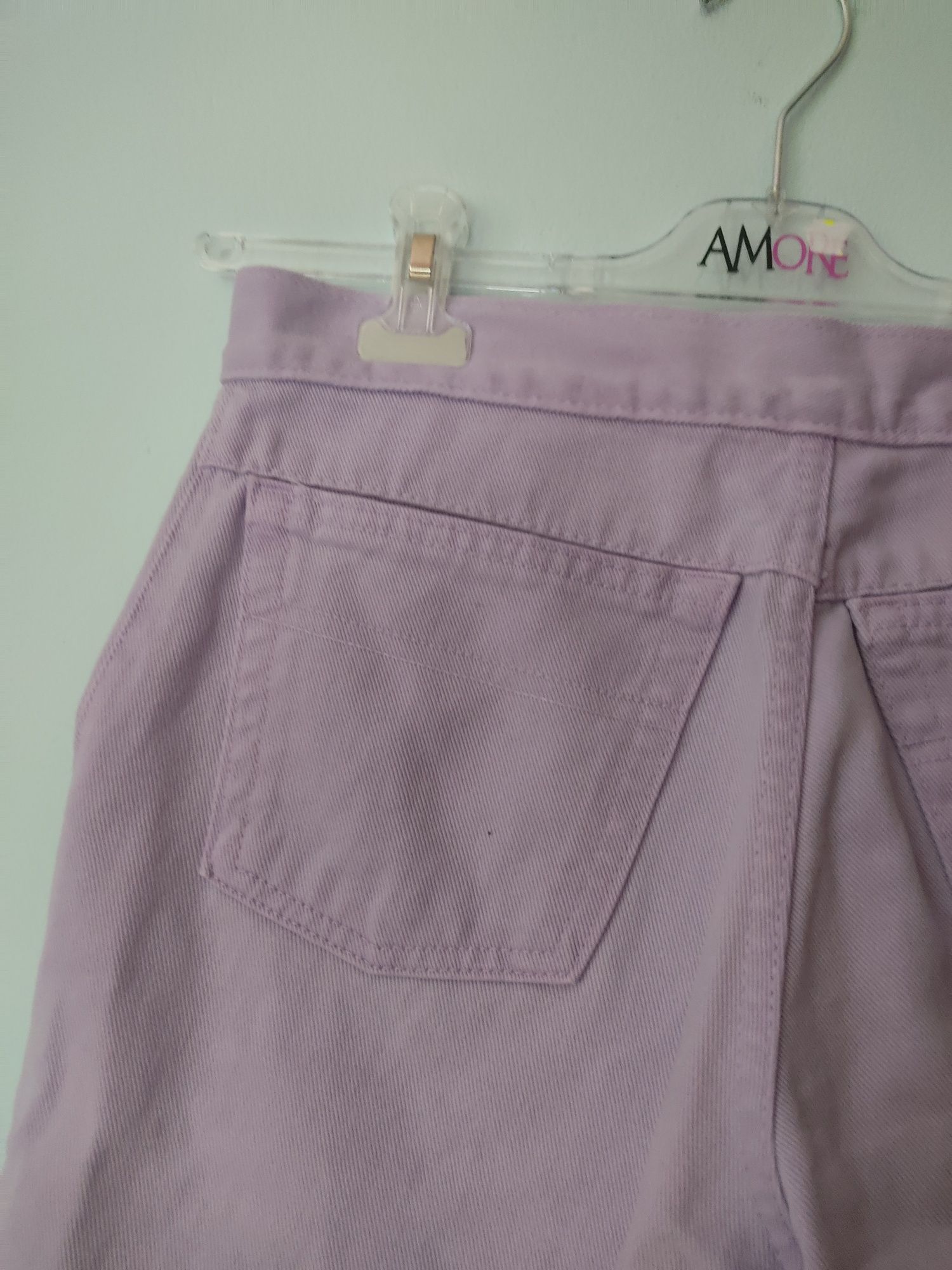 Liliowe spodenki dżinsy szorty  dżinsowe damskie Basic z kieszeniami L