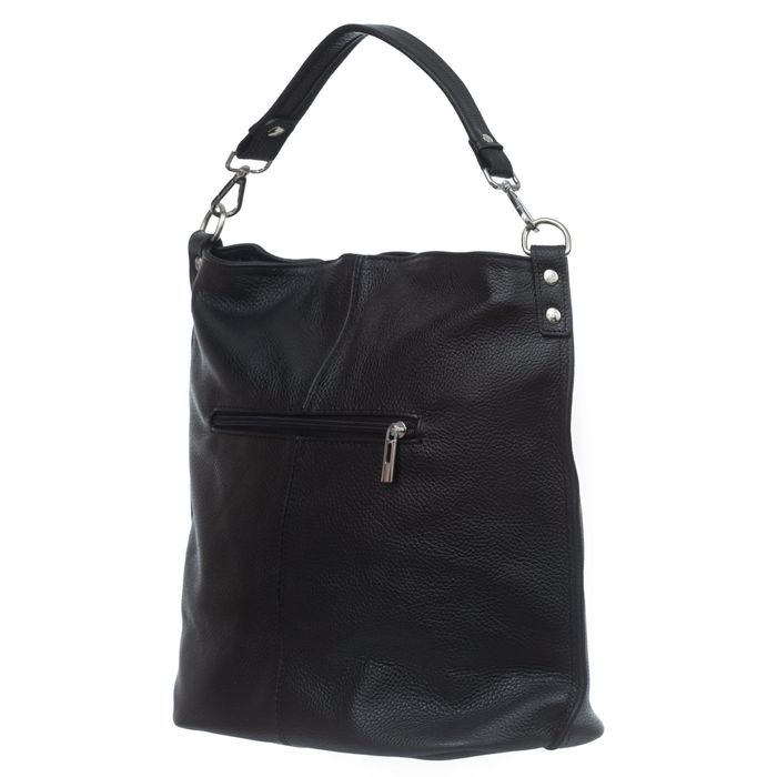 VERA PELLE torebka damska skórzana worek z paskiem V388 c.szara