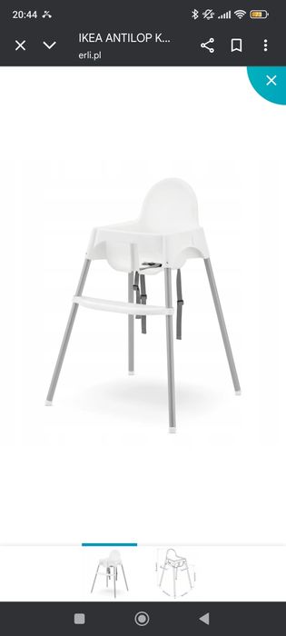 Krzesełko do karmienia Ikea Antilop + podnóżek i pokrowiec na krzesło