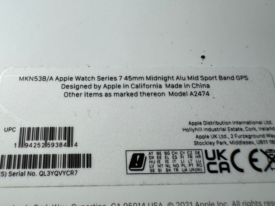 Apple Watch 7 45mm Midnight Alu GPS Model A2474