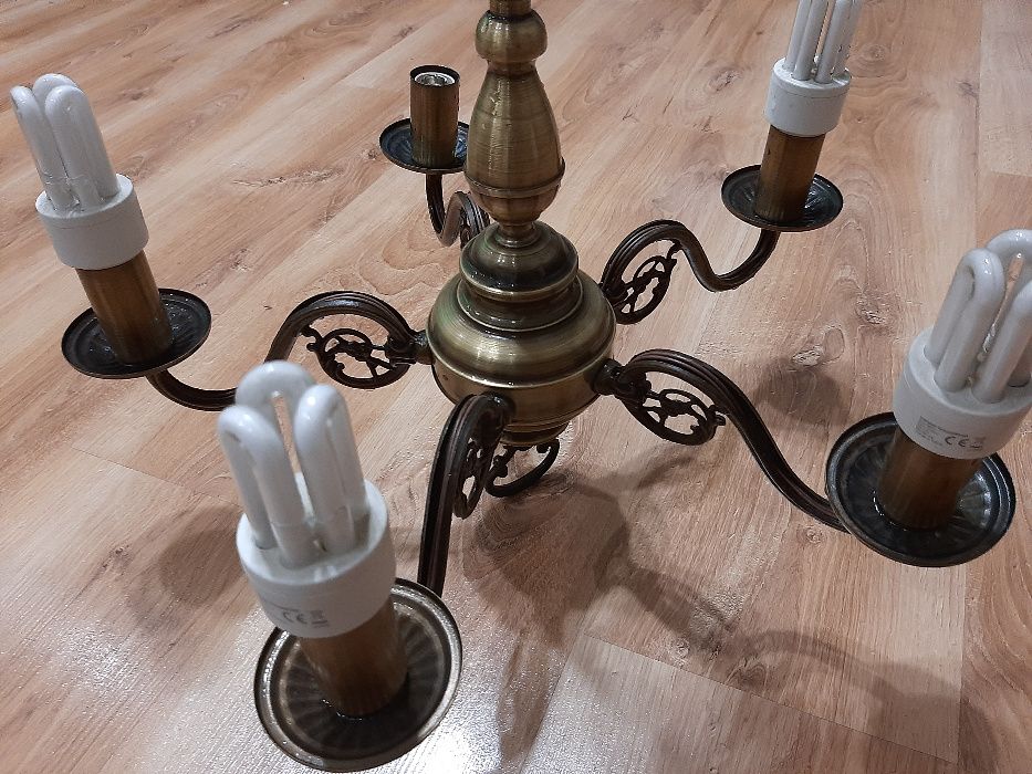 Lampa żyrandol mosiężny klosze art-abażur