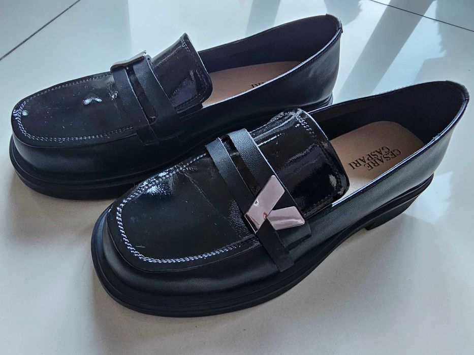 Buty półbuty mokasyny damskie czarne Cesare Gaspari