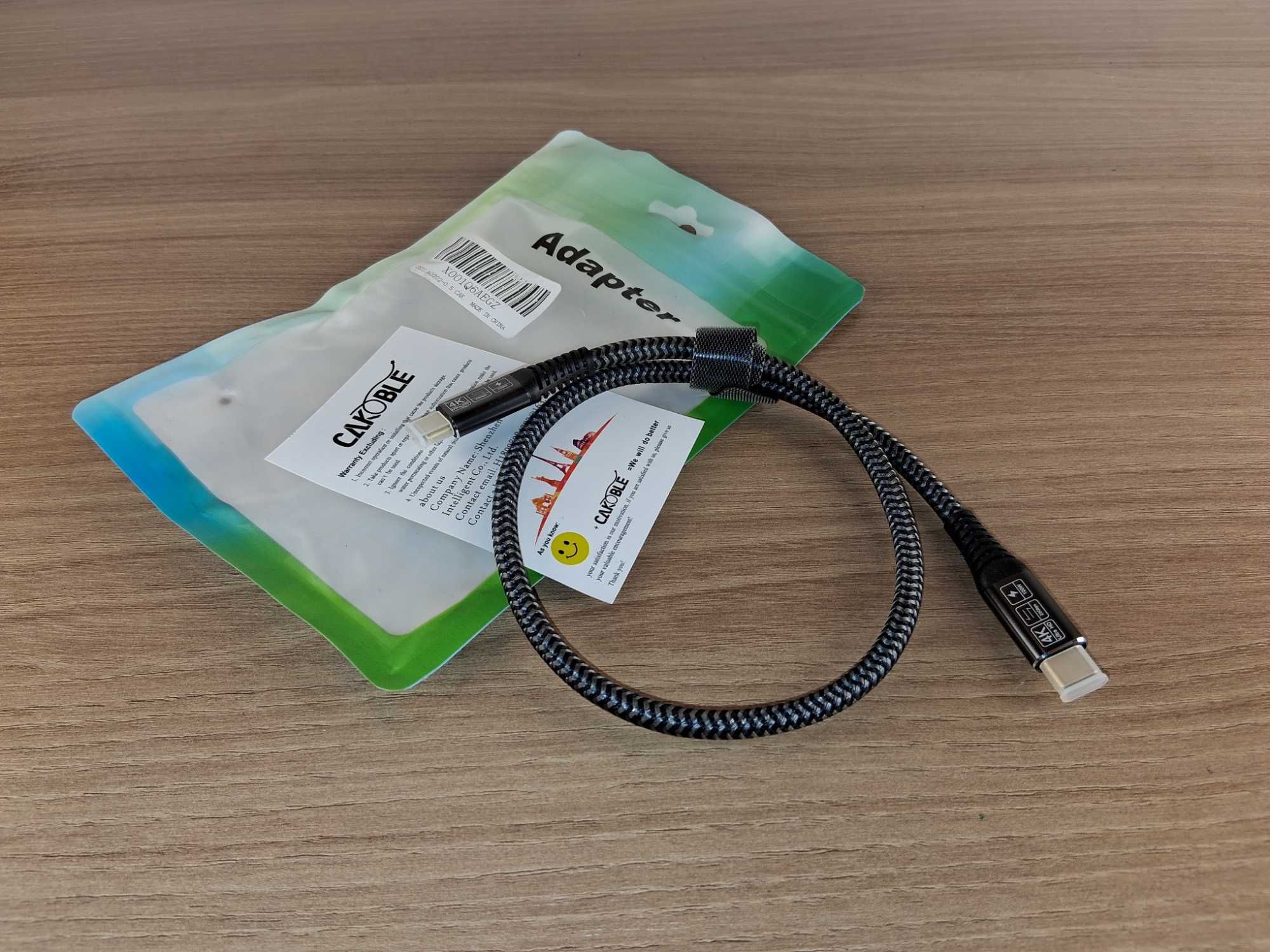 S034 Adapter USB-C Do USB-C Kabel Pleciony 4K Wysoka Jakość
