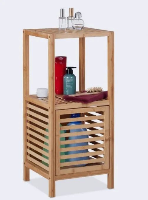 Bambusowa szafka łazienkowa z drzwiczkami