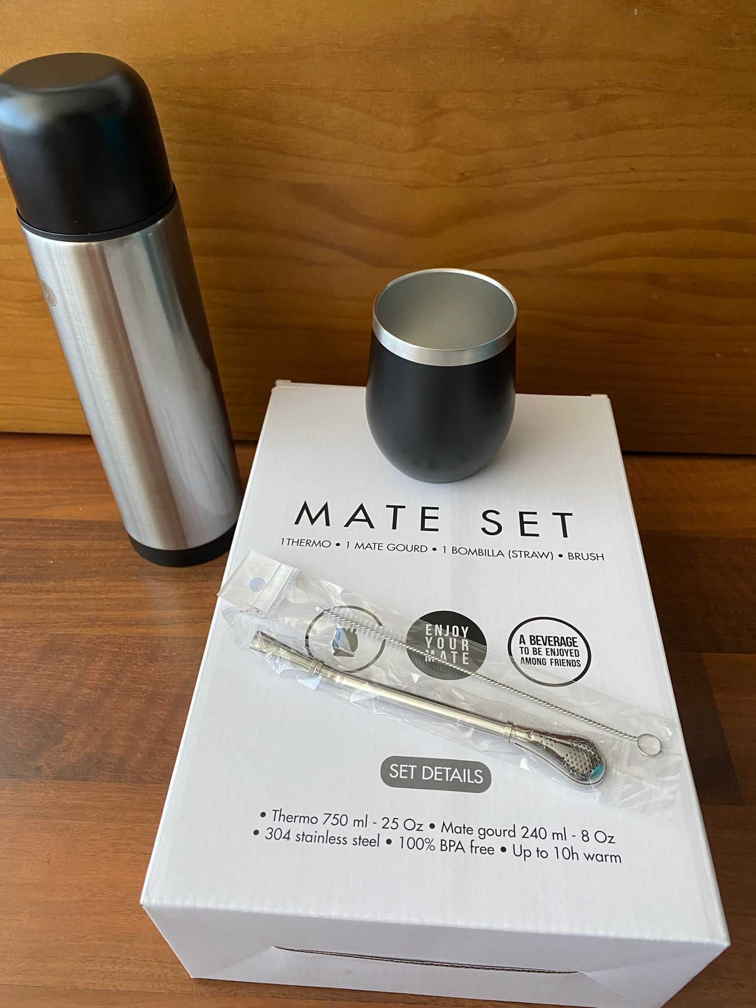 Kit Erva Mate/ Chimarrão - Cuia + Termos + Bombilha