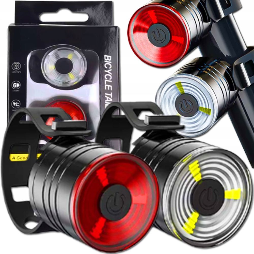 Lampka rowerowa przód tył LED COB lampki do roweru zestaw lampek 80lm