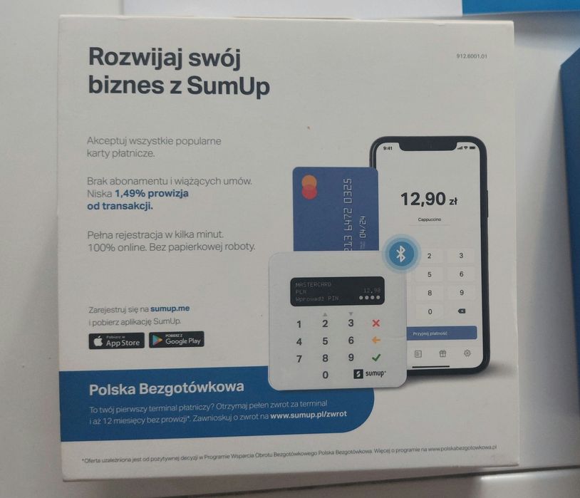 Terminal płatniczy SumUp Air z pudełkiem