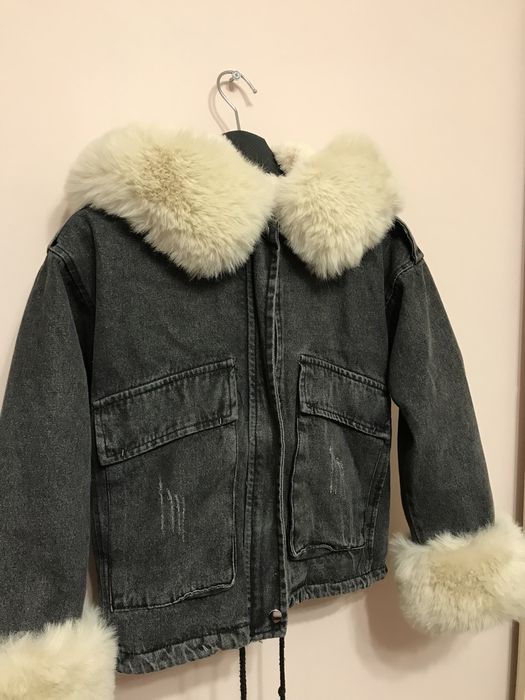 Джинсовая зимняя (2 в 1) фирменная курточка «Kids Star»