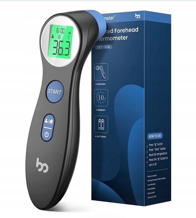 TERMOMETR BEZDOTYKOWY CYFROWY na podczerwień Wyświetlacz LCD DET-306
N