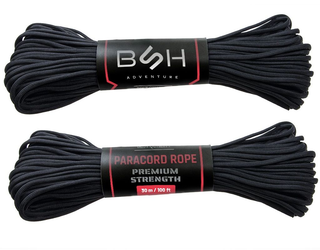 ᴺᴼᵂᴬ ⇒ Najmocniejsza Linka Paracord BSH Czarna 30 metrów Udźwig 250 kg