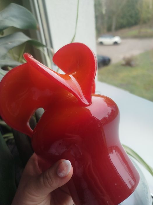 Wazon osiołek Czesław Zuber piękny czerwony pomarańczowy limitowany