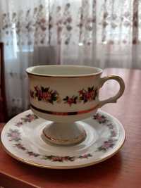Чайна пара, редкая форма чашки, Германия, без клейма