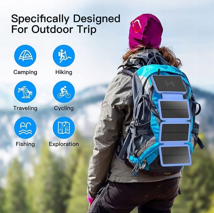 PowerBank 20000 mAh – ładowanie solarne + bezprzewodowe