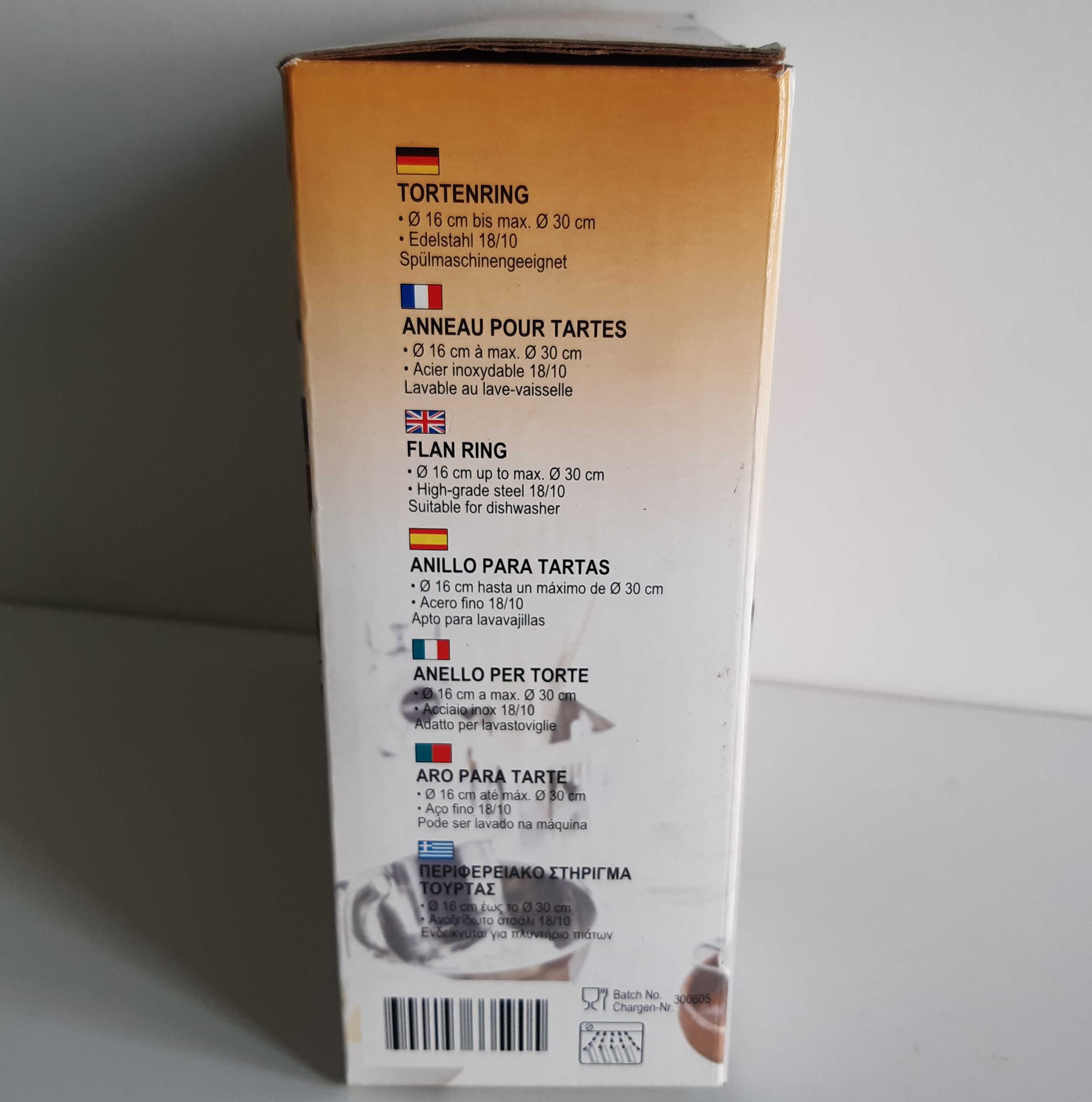 Retro Antigo Aro p/ Tarte Ajustável Aço Inox LIDL Novo na Caixa