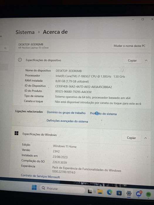 Portátil HP pavlition