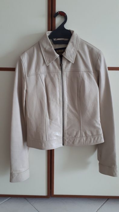 Casaco cabedal bege Bershka M