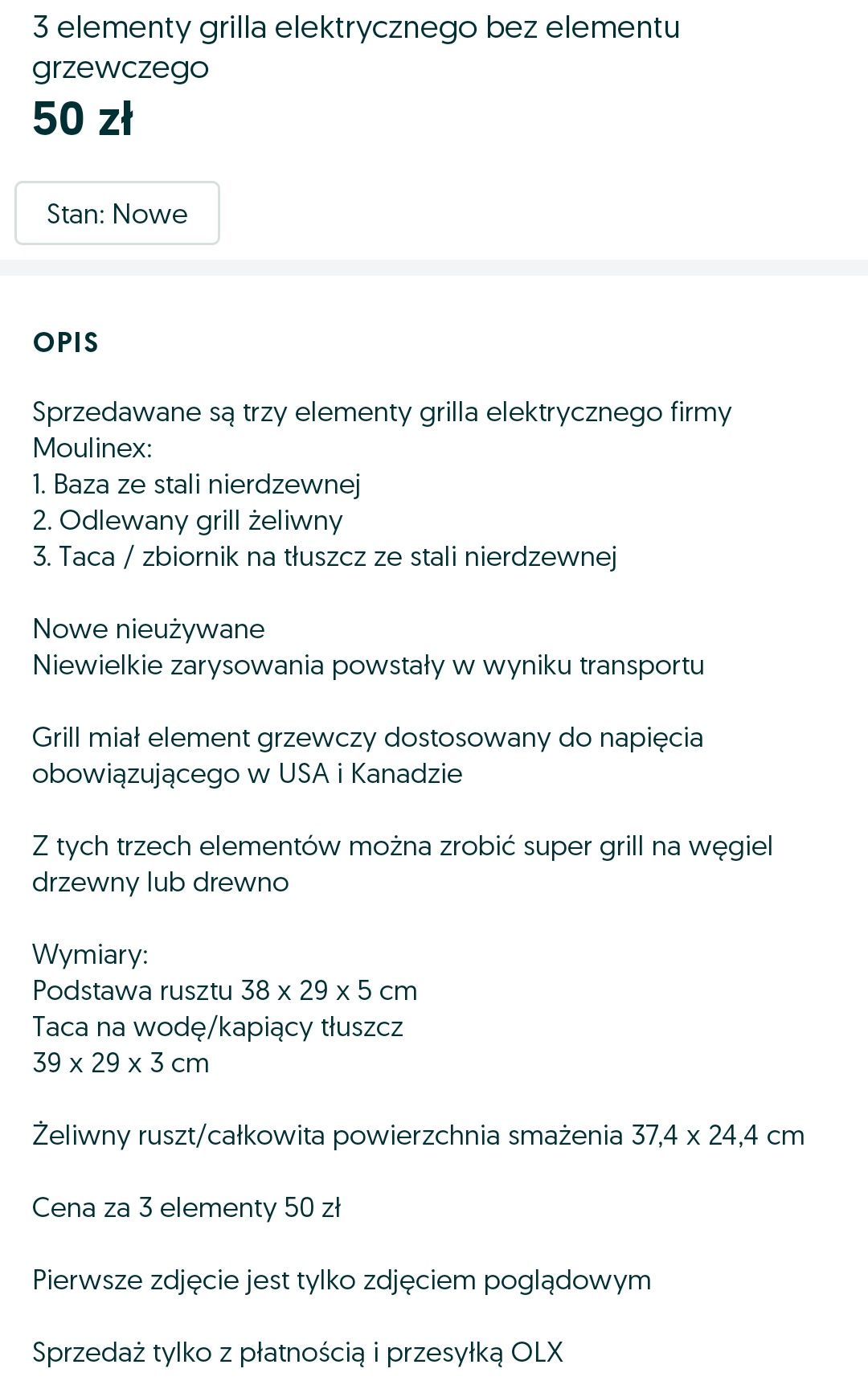 Trzy elementy grilla, dokładny opis na ostatnim zdjęciu